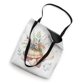 Cute Turtle Illustration Pastel Floral Bouquet Tote Bag