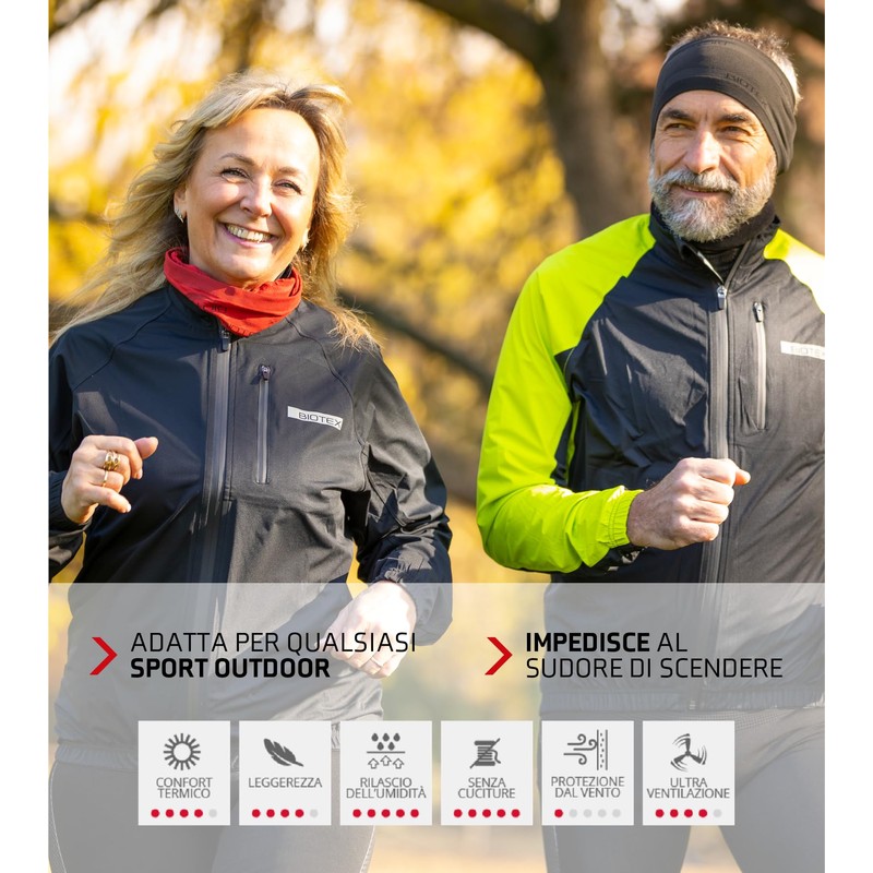 BIOTEX Fascia Tergisudore Unisex per Ciclismo e Running, Ideale per