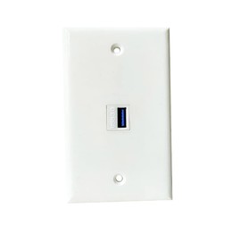 BUPLDET USB3.0 Wall Plate 1 Port - Single Gang USB Keystone Jack Cover Plate Female to Female for USB Cable/Charging/Data Transfer - White