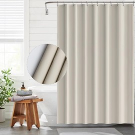 Funria EVA Shower Curtain Waterproof Bathroom Curtains with 12 Hooks for Wet Room Long Bath Curtains for Bathtubs and Shower Stall Beige Shower Curtains 180 x 200CM (71 x 78 Inch)