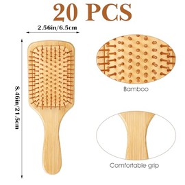 10 cepillos de pelo de bambú para mujeres, 8.46 x 2.5 pulgadas, cepillo de madera para masaje, cerdas de bambú, antiestáticas, para hombres, grabado, 