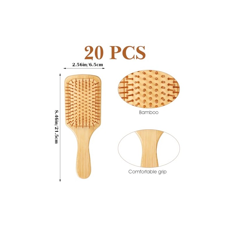 10 cepillos de pelo de bambú para mujeres, 8.46 x