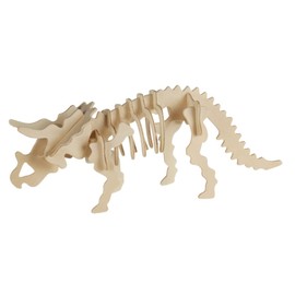 Natural Wooden Puzzles, 3D Dinosaur Skeleton, Wooden Puzzle, Puzzle for Boys and Girls for Kids, Educational Toy (Triceratops)