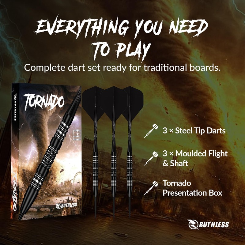 RUTHLESS | Tornado | Steel Tip Darts | 90% Tungsten