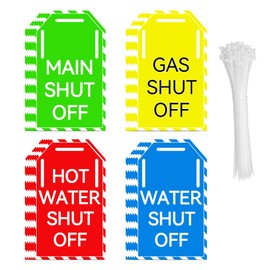 20 Pack Main Shut Off Valve Tag with Ropes Plastic Valve Identification Tag 3x5 Inch-Gas Shut Off Water Shut Off Hot Water Shut Off Tags