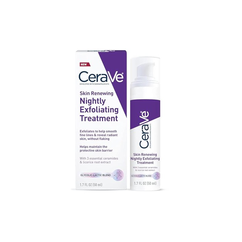 Cerave Tratamiento Nocturno Exfoliante Renovador Piel Suero Antienvejecimiento Mezcla Ácido