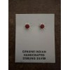 Unbranded Native American Zuni Sterling 3/16" Red Stud Post Earrings