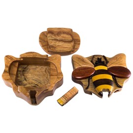 WOOD INTARSIA Bee - Secret Wooden Puzzle Box