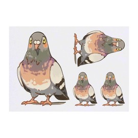 4 x 'Pigeon Standing' Temporary Tattoos - Water Resistant, Skin-Safe, Non-Toxic Transfers, Mixed Sizes (TO00085862)