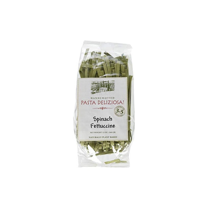 Pasta Deliziosa! Handcrafted Pasta, Spinach Fettuccine, 12 Ounce