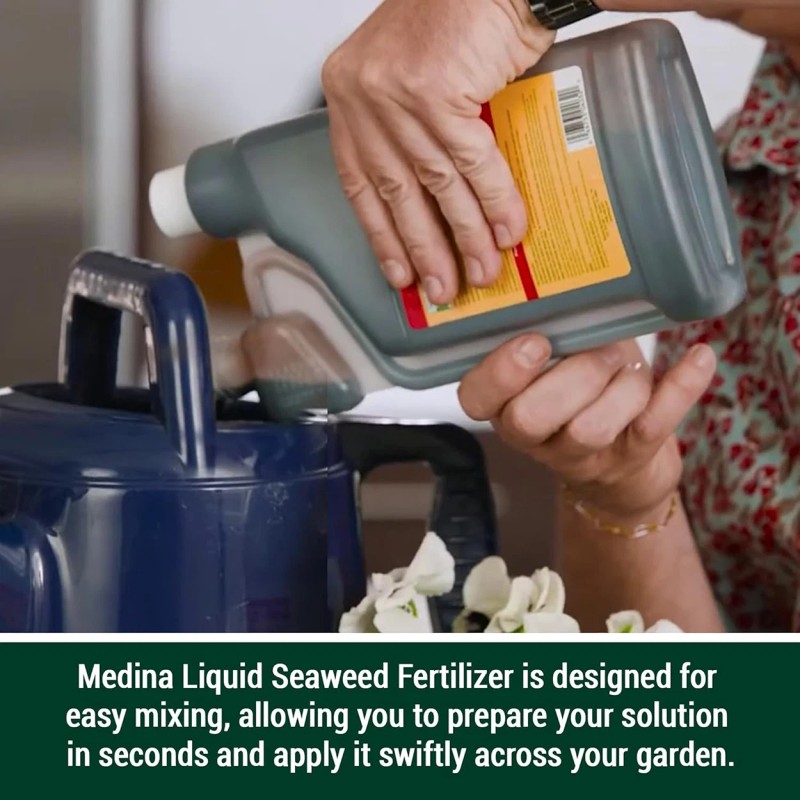 Medina Liquid Seaweed Fertilizer 128 oz Bottle Enhances Plant Growth