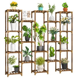 Uneedem Plant Stand Indoor Outdoor, Tall Plant Shelf for Multiple Plants, 17 Tiers Large Plant Rack Wood Plant Holder Plant Shelves for Room Corner Balcony Garden Patio