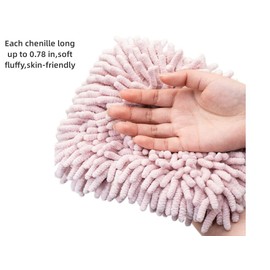 yaocoral 3 Pack Double-Sided Animal Chenille Hand Towels,Kitchen Hand Towels with Loops,Hanging Hand Towels for Bathrom,Quick Dry Cute Fuzzy Hand Towel (Pink Yellow Green)