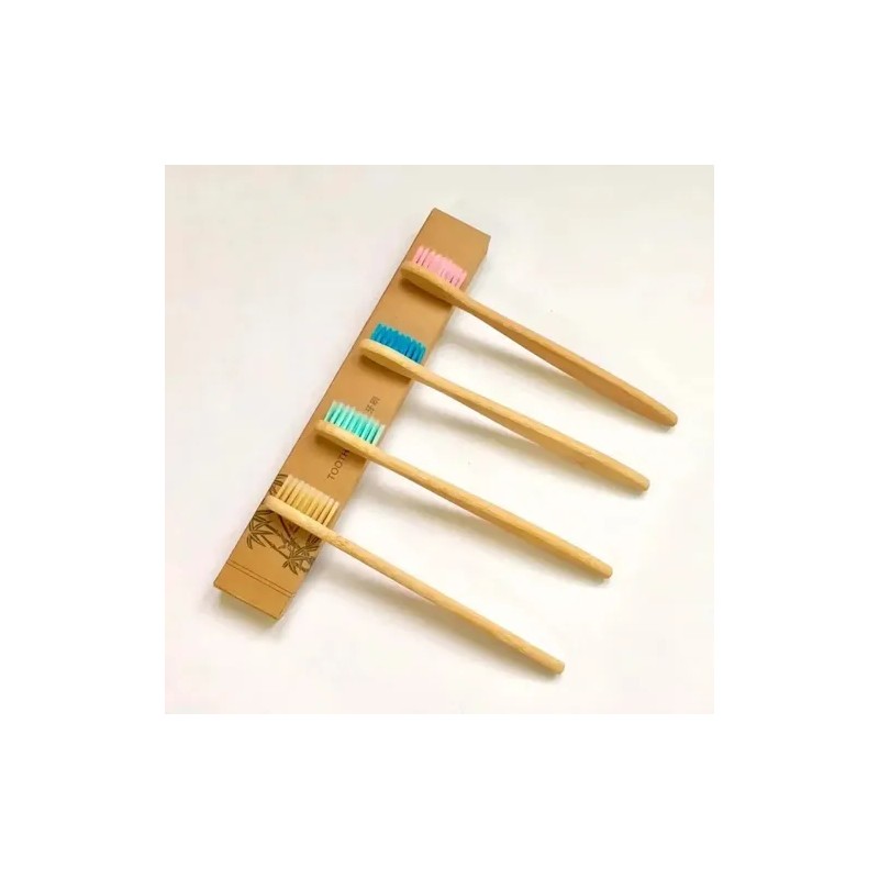 Paquete Cepillo Dientes Bambú Biodegradable Ecológico 30 Pz Color Infantil