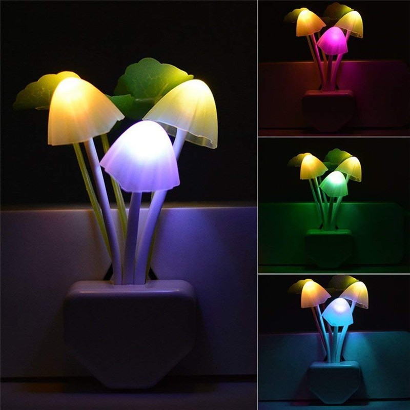 [2 Pack] Plug in Wall LED Mushroom Night Light Lamp