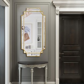 womilous Gold Beveled Mirror, 24"x47.2" Bathroom Mirrors for Over Sink, Large Rectangle Vanity Mirror, Modern Elegant Decorative Mirrors for Living Room Bedroom Fireplace Entryway Hallway