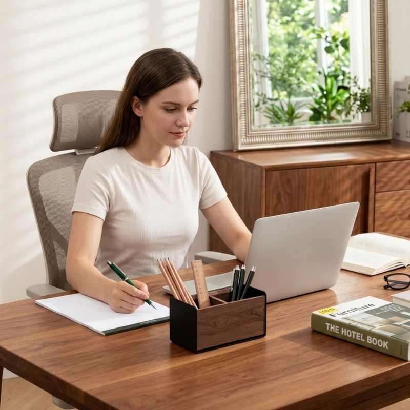 muso wood Wooden Pen Holder for Desk, Artisan Walnut &