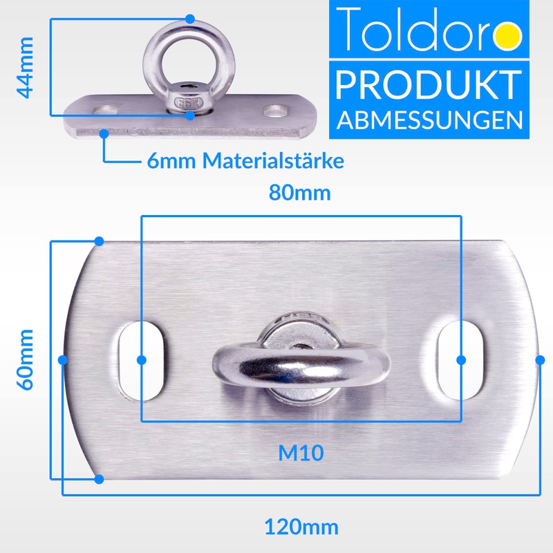 Toldoro® Ceiling Mount & Wall Bracket Made of Stainless Steel/Rustproof
