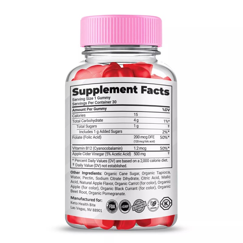 Keto Health Bite ACV Gummies, Max Strength, KetoHealth Bite Gummies