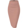 Hybrid & Company Women's Premium Nylon Ponte Stretch High Waist Pencil Suit Skirt Below Knee KSK45002 1073T Mauve L