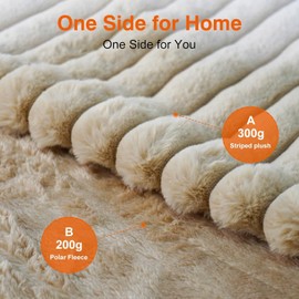 AEPINBH Electric Blanket, Soft Stripe Heated Blanket with 6 Heating Levels & 10 Hours Auto Shut Off, Fast Heating Warm Blanket, Machine Washable, Khaki, 90 x 100 Inch