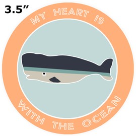 Athena Brands Whale My Heart is with The Ocean - Car Truck Window Bumper Graphic Sticker Decal - Sunset Orange