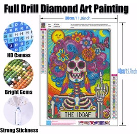 Ekuxom Skull Diamond Art Kits for Adults, Diamond Painting Kits for Beginners, DIY Full Drill Colorful Diamond Dots Paintings Crafts for Adults Gem Wall Art Decor Gifts 12x16in