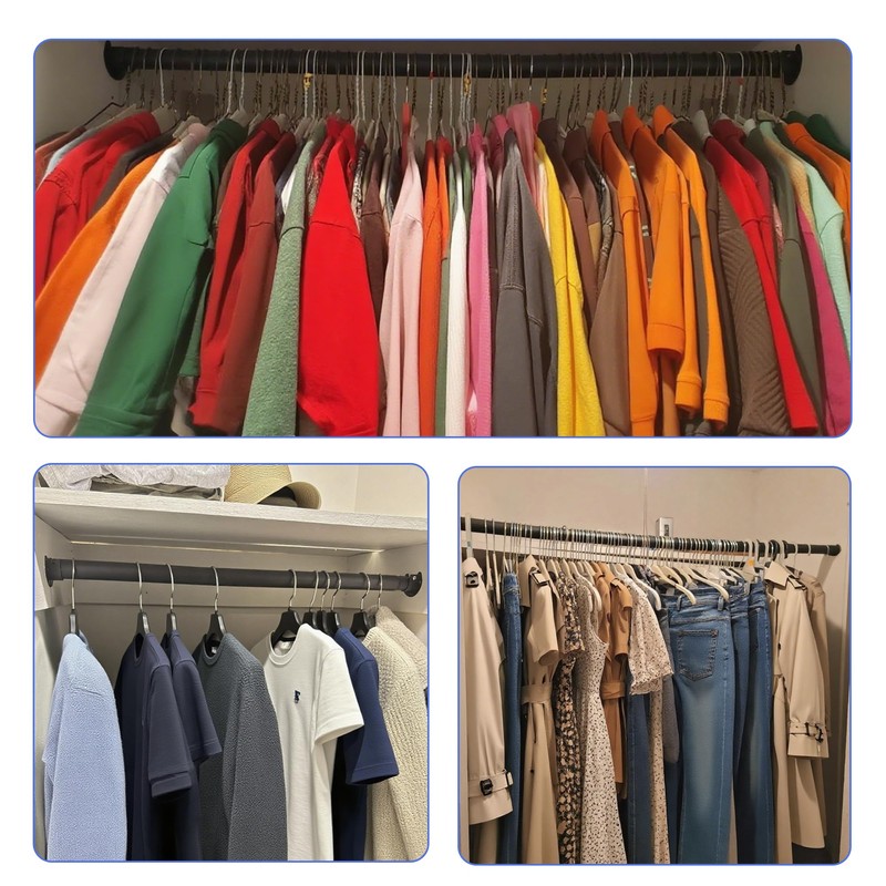 Closet Rods for Hanging Clothes 17 to 87 Inches Metal