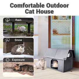 MIU Color Outdoor Cat House, Large Weatherproof Cat Houses for Outdoor/Indoor Cats, Insulated Feral Cat Shelter with Removable Soft Mat, Easy to Assemble, 17.1" x 15" x 16.6" inch