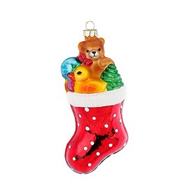 MAGIC Christmas Tree Decoration Christmas Baubles Figures Glass Mouth-Blown Christmas Baubles Christmas Decoration Tree Decoration Christmas Stocking, Glass, 13 cm, Merry Red Series