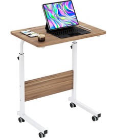 sogesfurniture Mobile Side Table 23.6 InchesTablet Wheels Mobile Laptop Computer Desk Adjustable Movable Laptop Computer Stand for Bed Sofa,Oak BHUS-05-1-60OK