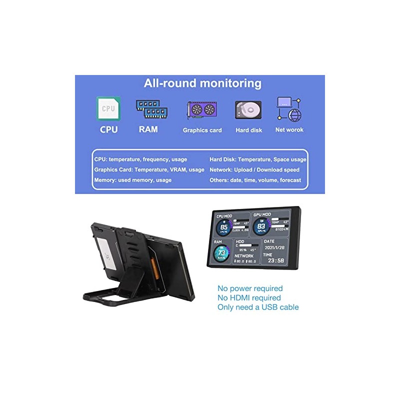 5 Inch IPS USB Screen, PC Temperature Display AIDA64 PC