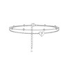 PROSILVER 925 Sterling Silver Heart Initial Anklet for Women Double