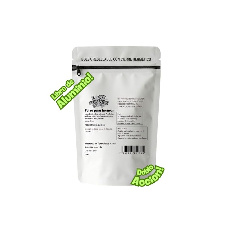 Polvo para hornear doble accion sin aluminio 250 gr