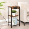 HOOBRO Tall End Table with Charging Station, 29.7 Inch Small