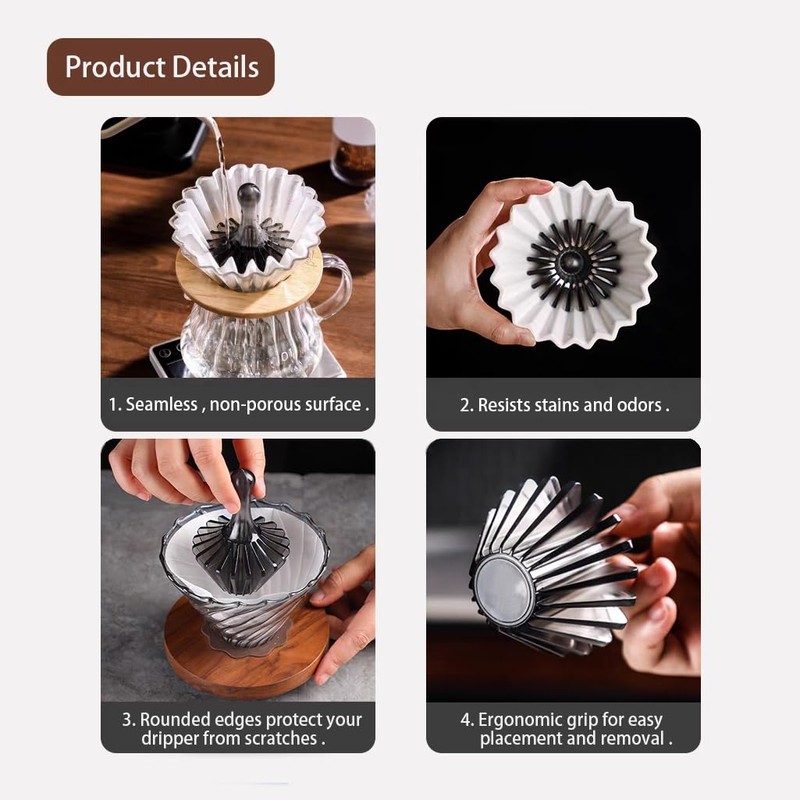 Coffee Filter Press Tool for V60 Cone Dripper Gray