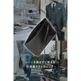 FELIS Men's Clutch Bag, Second Bag, For Weddings, Ceremonies, Leather, Popular, With Handle, Smooth