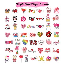 YZROHYI Pack of 50 Love Stickers Aesthetic, Stickers Valentine for Phone, Love Stickers for Scrapbook, Book Sticker Romance for Laptop, Photo Album Stickers for Bullet Journal, Stickers for Water