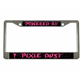 Powered by Pixie Dust Design Heavy Duty Metal Car License Plate Frame Auto Tag Holder