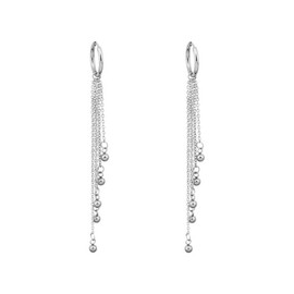 Ball Tassel Chain Dangle Drop Huggie Hoop Earrings for Women Girls Men Stainless Steel Cool Long Dangling Minimalist Small Hoops Cartilage Fashion Unique BTS Fans Jewelry Gift Birthday Bff (Hoop)