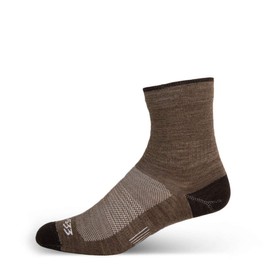 USA Made - Mini Crew Socks - Micro Weight Liner - Hiking Socks - Merino Wool - Mountain Heritage - Coffee - Large