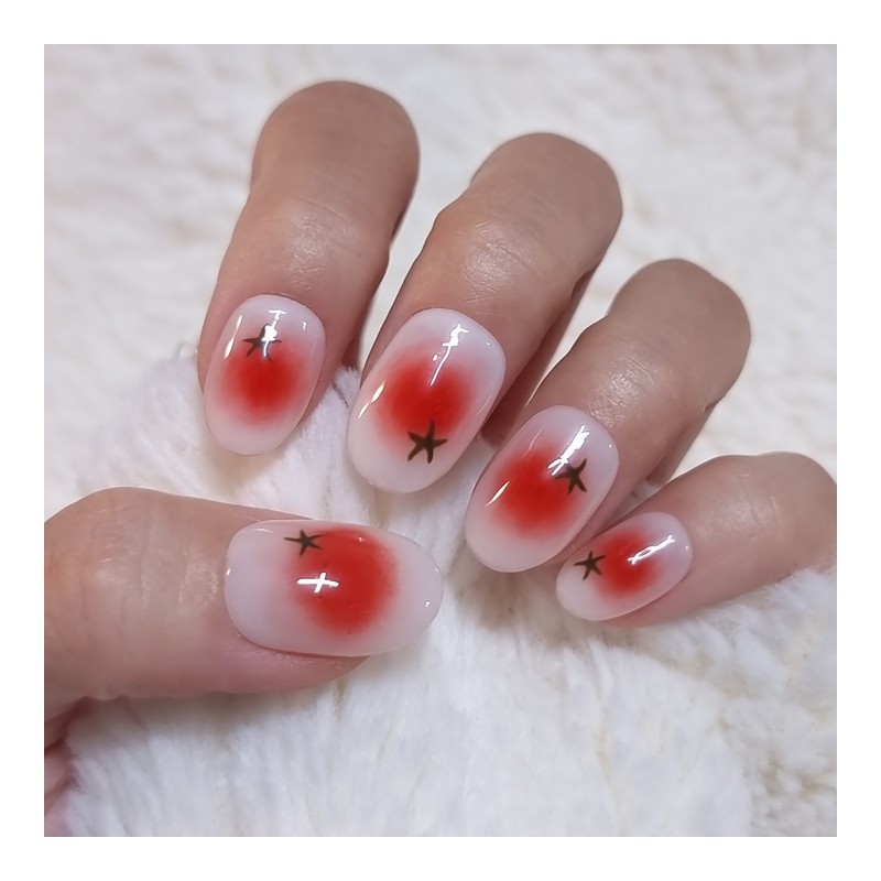 Tomato Cheek Handmade Nail Tips - Petit Square / 토마토