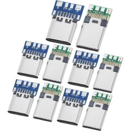10 Pcs USB 3.1 Type C Connector 24 Pins Male and Female Plug Socket Adapter (5Pcs Male Head X 5Pcs Female Head) USB C Breakout Board Compatible with for PCB Board Module