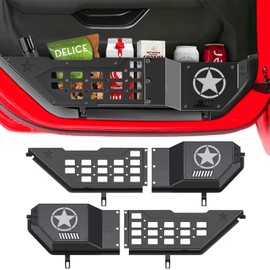 MEAUTELE Metal 3D Front Door Pocket Storage Box for Jeep Wrangler JL JLU 4XE 2018-2024 Gladiator JT 2020 2021 2022 2023 2024 Door Storage Organizer Accessories 2PCS (3D hollowed-out Star)