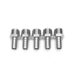 LTWFITTING Bar Production Stainless Steel 316 Barb Fitting Coupler/Connector 1/2" Hose ID x 1/2" Male NPT Air Fuel Water (Pack of 5)