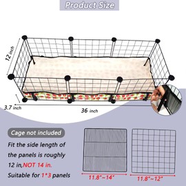 JOGEPEYO Guinea Pig Cage Liner，Washable Waterproof Oxford Cloth Cage Liners for Small Animals,Hamster Chinchilla Hedgehog Rabbit and Other Small Animals Not Include Cage (12x36 inches)