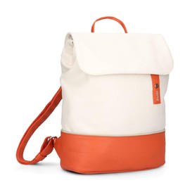 Zwei Jana JR13 Women's City Backpack 7 Litres Sporty Elegant Look Bi-Colour DIN A4 Size Soft Faux Leather Back Padding Main Compartment with Zip, Papaya