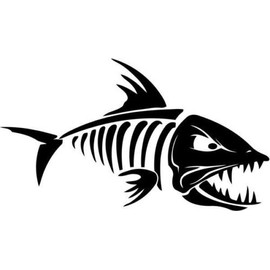 Ranger Products Fish Bone Skeleton Decal, Waterproof Vinyl Sticker for Windows, Cars, Trucks - Made in USA