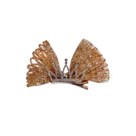 FEIFEI'S BOW Kids Girls Toddlers Gold Glittering Rhinestone Princess Crown bow Hair Clip Alligator Barrettes Accessories Bows Hairpins Infants Toddlers Party Birthday Special Occasion gift (set02)