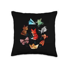 Paper Origami Animals Throw Pillow